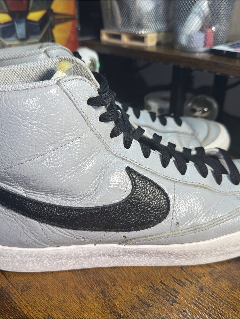 Nike Gray High-Top Sneakers with Black Swoosh